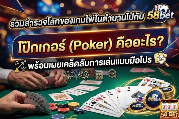 ร่วมสำรวจโลกของเกมไพ่ในตำนานไปกับ 58bet: โป๊กเกอร์ (Poker) คืออะไร? พร้อมเผยเคล็ดลับการเล่นแบบมือโปร
